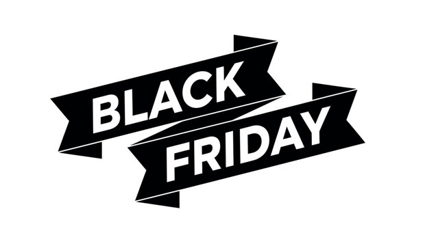 Black friday sale ribbon banner a promotional graphic for discount shopping events