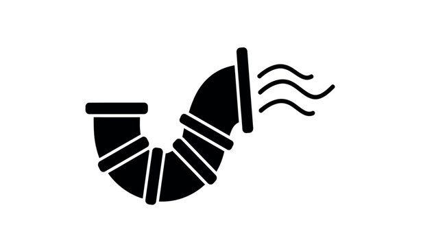 Black silhouette of an air duct system with airflow illustration
