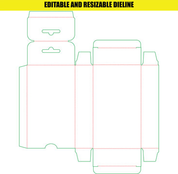 Tall Rectangular Product Box Dieline with Hanging Euro Slot for Display