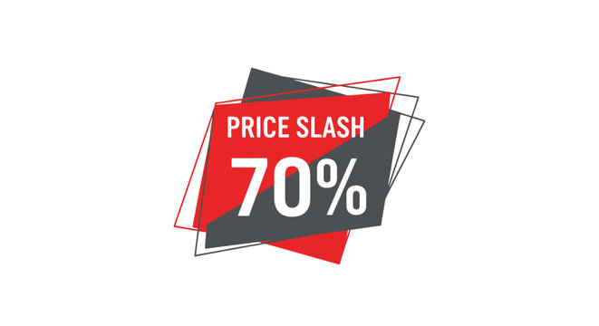 Price Slash 70% Off Sale Discount Banner - Red and Grey Geometric Design