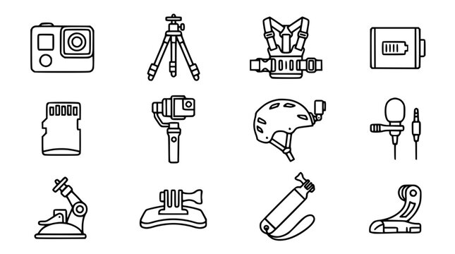 Vector graphic illustration of various camera and recording equipment