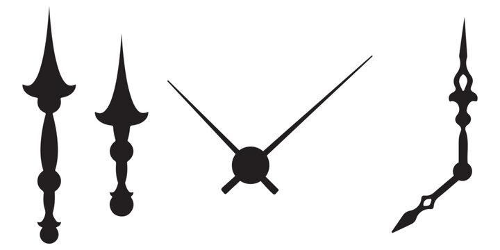 Clock Hands Icon Set &ndash; Realistic Minimalist Hour, Minute and Second Watch Pointers Vector on White BackgroundWeb