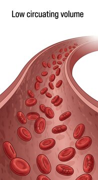 Low Circulating Volume in Blood Vessel with Red Blood Cells.