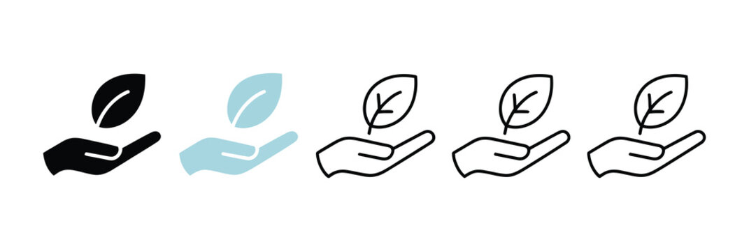 Leaf in hand icon in flat style, simple vector illustration, environmental care symbol, sustainability concept, clean design element for user interface, logos, branding, and eco friendly projects.