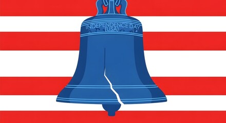 Naklejka premium Liberty bell and american flag celebrating independence day usa with patriotic symbolism