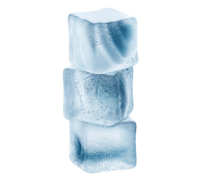 Stack of ice cubes, isolated on black background
