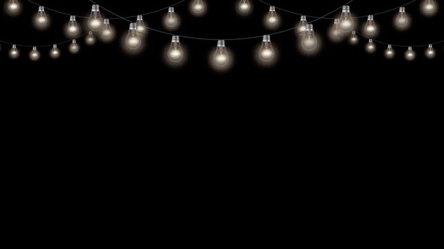 animated lightbulbs on lack background