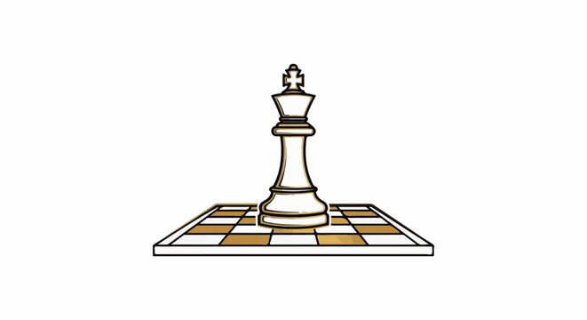Stylized illustration of a single white chess king on a checkered board