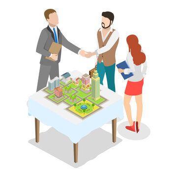 3D Isometric Flat Vector Illustration of Real Estate Brokerage Firm, Leasing Services. Item 2