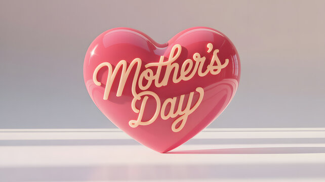 3 d rendered pink heart shaped with text mothers day on white background 3d rendering