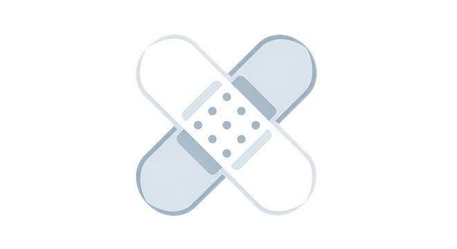 Two crossed band-aids forming an X shape isolated on black background simple medical vector icon adhesive bandage symbol