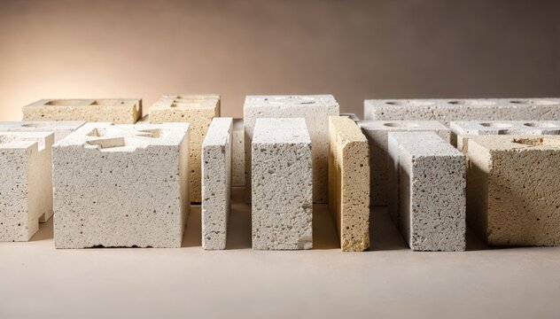 Medium shot capturing insulating refractory bricks arranged carefully focusing on lightweight materials designed to enhance thermal resistance in industrial kiln construction.
