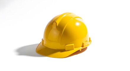 Fototapeta premium Labour day workplace safety yellow hard hat symbolizing workers and construction