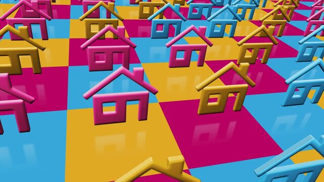 Artificial intelligence Ai head multiple 3d symbol looped and seamless object pattern animation