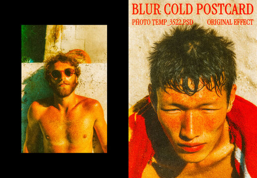 Blur Cold Postcard Poster Effect Mockup