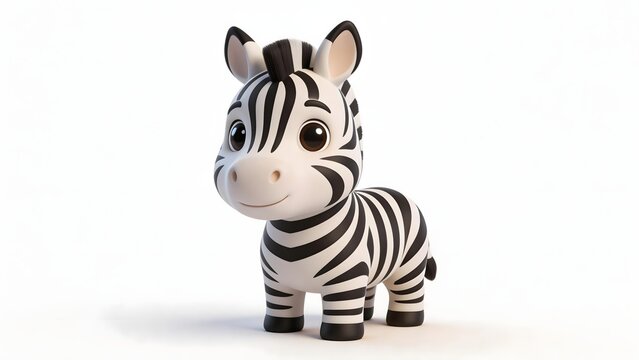 Cute cartoon zebra on white background