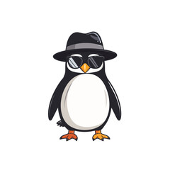 Obraz premium Penguin Wearing Hat And Glasses