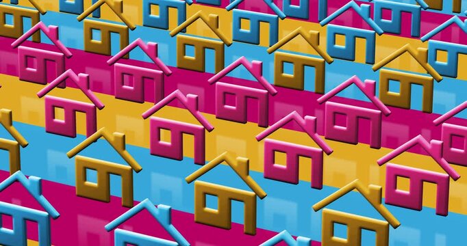 Artificial intelligence Ai head multiple 3d symbol looped and seamless object pattern animation