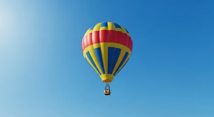 Obraz premium A colorful hot air balloon soaring through a clear blue sky on a sunny day