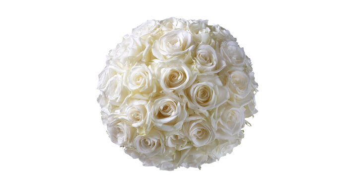 Round white rose bridal bouquet for wedding florist catalog and ceremony styling