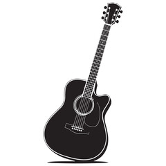 Obraz premium Silhouette of Acoustic Guitar on White Background