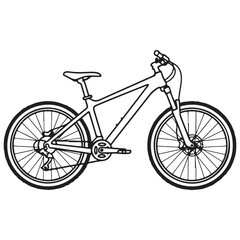 Fototapeta premium Monochrome Line Drawing of a Modern Mountain Bicycle