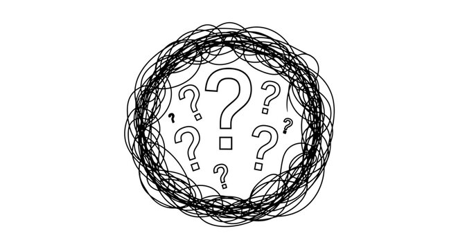 Confusion and uncertainty concept with question marks.