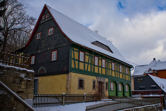 half-timbered building