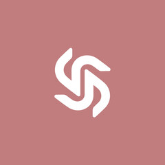 Fototapeta premium Abstract white swirling symbol on a muted pink background.