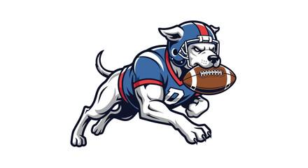 Obraz premium American Football Pitbull Dog Mascot Running with Ball.