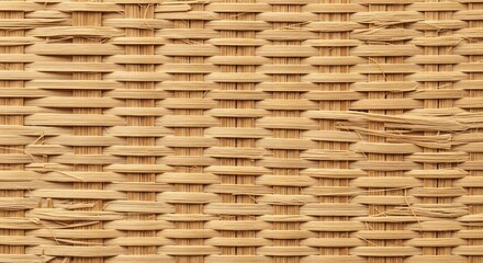Close Up Texture of Woven Natural Rattan Material.