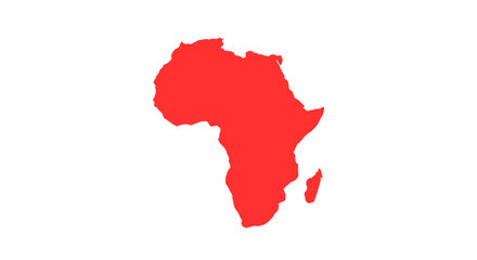 Fototapeta premium Red Africa Map Silhouette on Black Background with Madagascar Island Vector Illustration