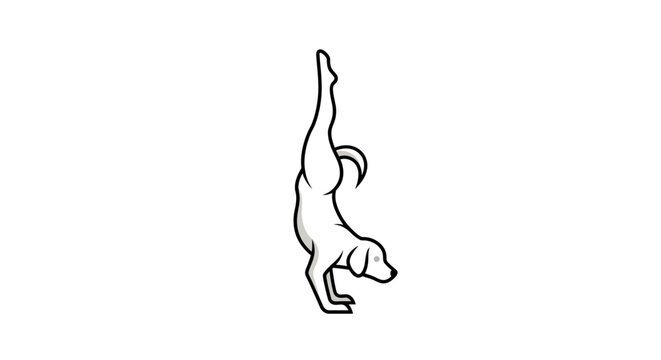 Dog Performing A Handstand Yoga Pose.
