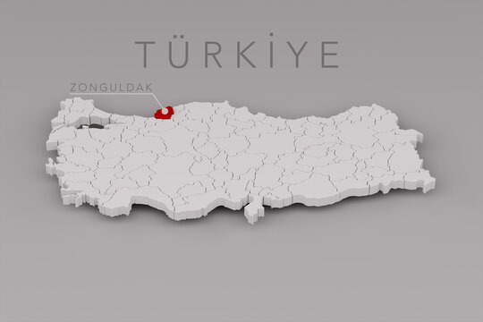 Turkiye Map Highlighting Zonguldak Province Location