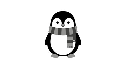 Cute penguin wearing a scarf standing upright looking forward with a smile. © Haroh