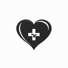 Fototapeta premium A heart-shaped graphic with a cross inside that contains the letter 