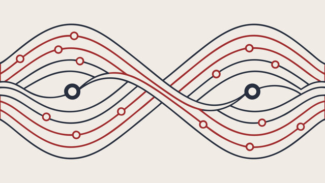 Infinity loop, circuit board, electronic connections, abstract background