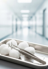 Cotton ball medical tweezer stainless steel tray hospital corridor sterile surgical instrument clinic cotton metal tray medical supply