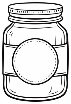 Simple line art drawing of an empty glass jar with a label for product customization