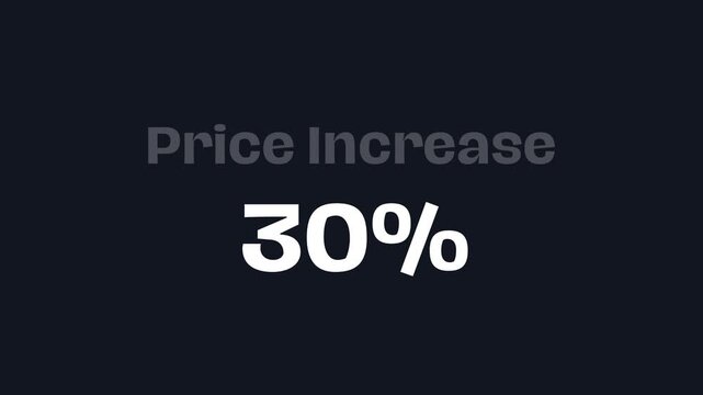 Price Increasing 10 to 70 Percent, money increase, price hike 70% Black