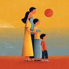 Obraz premium Happy family portrait Illustration. International family day.