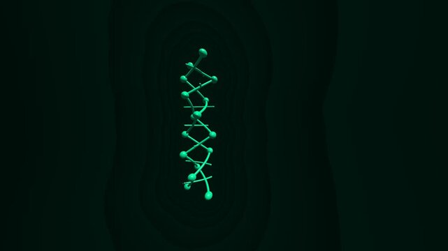 Glowing DNA helix rotating green genetic structure biotechnology science futuristic background animation