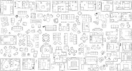 Obraz premium Intricate architectural blueprints pattern isolated on transparent background detailed technical drawings