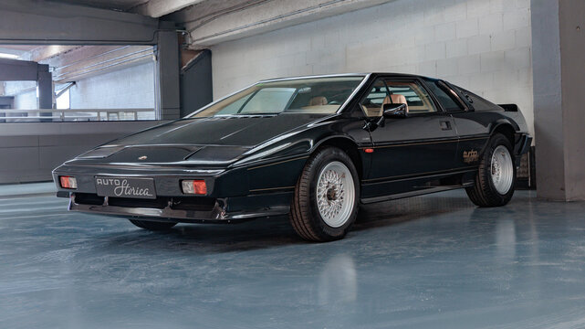 BARCELONA, SPAIN-MAY 25, 2021: 1985 Lotus Turbo Esprit (Series 3 aka S3), Designer: Giorgetto Giugiaro