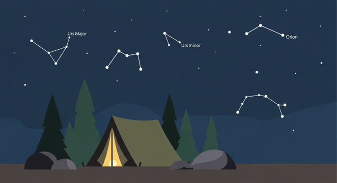 Illuminated Canvas Camping Tent with Entrance.