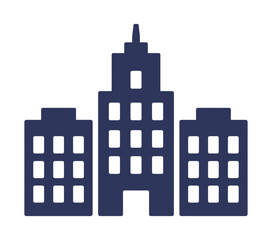 Naklejka premium A vector illustration of a city skyline featuring three distinct buildings in a minimalist style