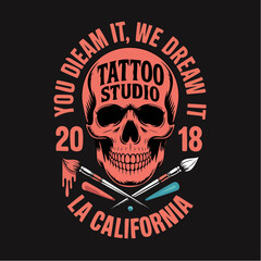 Fototapeta premium Bold Skull Tattoo Design With Brush Elements.
