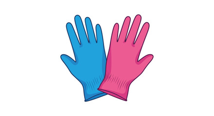 Obraz premium A pair of colorful rubber gloves on a white background