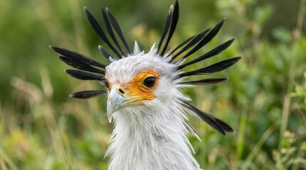 Obraz premium Secretary Bird Portrait with Dramatic Black Crest Feathers