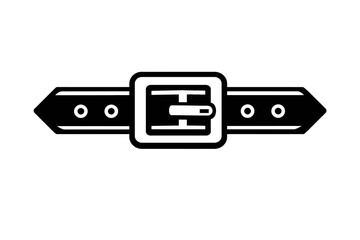 Fototapeta premium Black leather belt with silver buckle and holes for adjustment, simple fashion accessory
